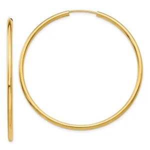 14K Gold 2 mm Wide 50 mm Endless Hoop Earrings