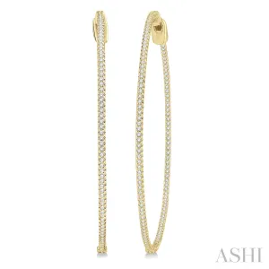 14KY Diamond 2" Inside-Out Hoop Earrings w/ 1.0 ctw