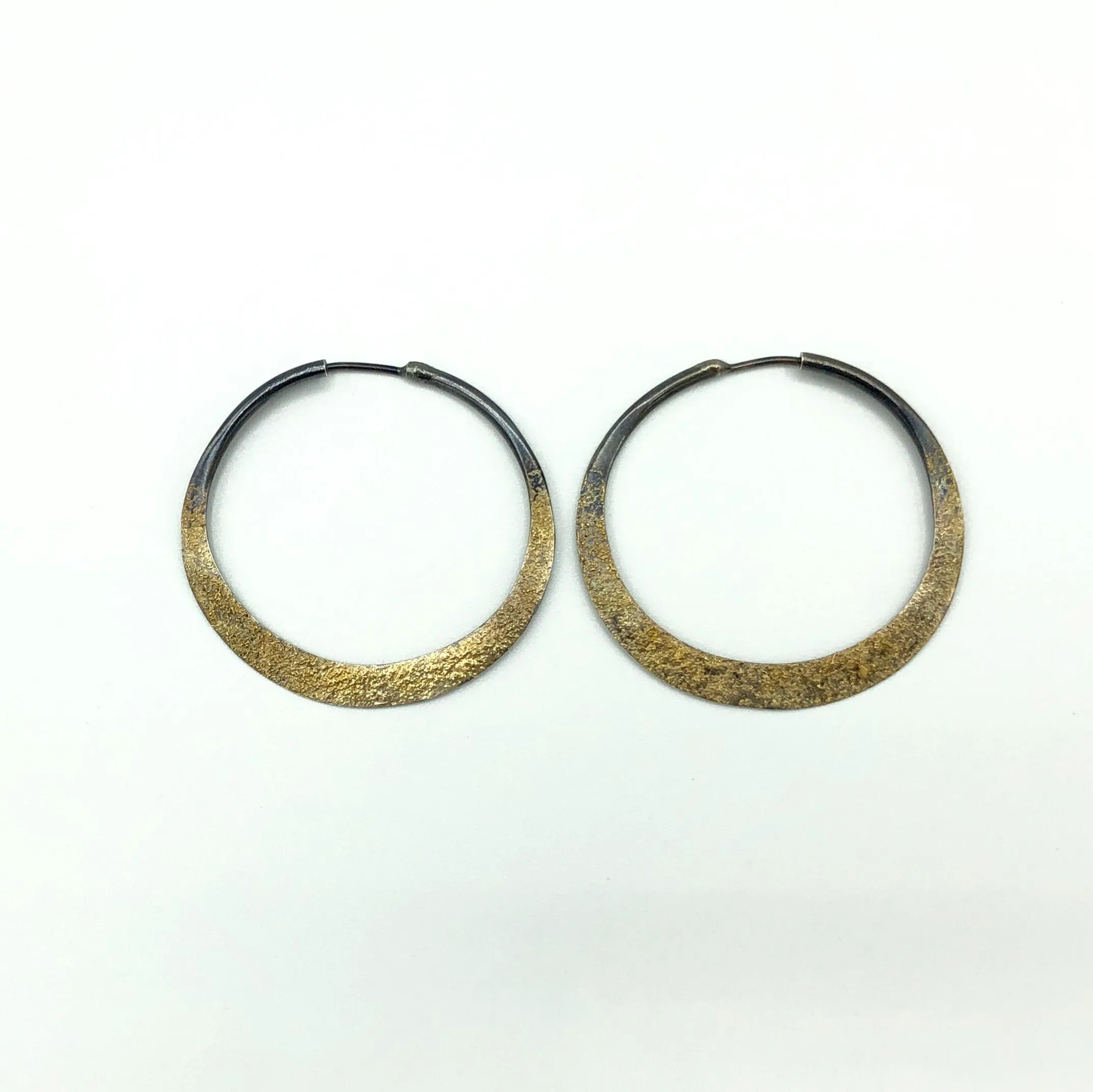 18K Gold Dust Argentium Sterling Silver Hoops