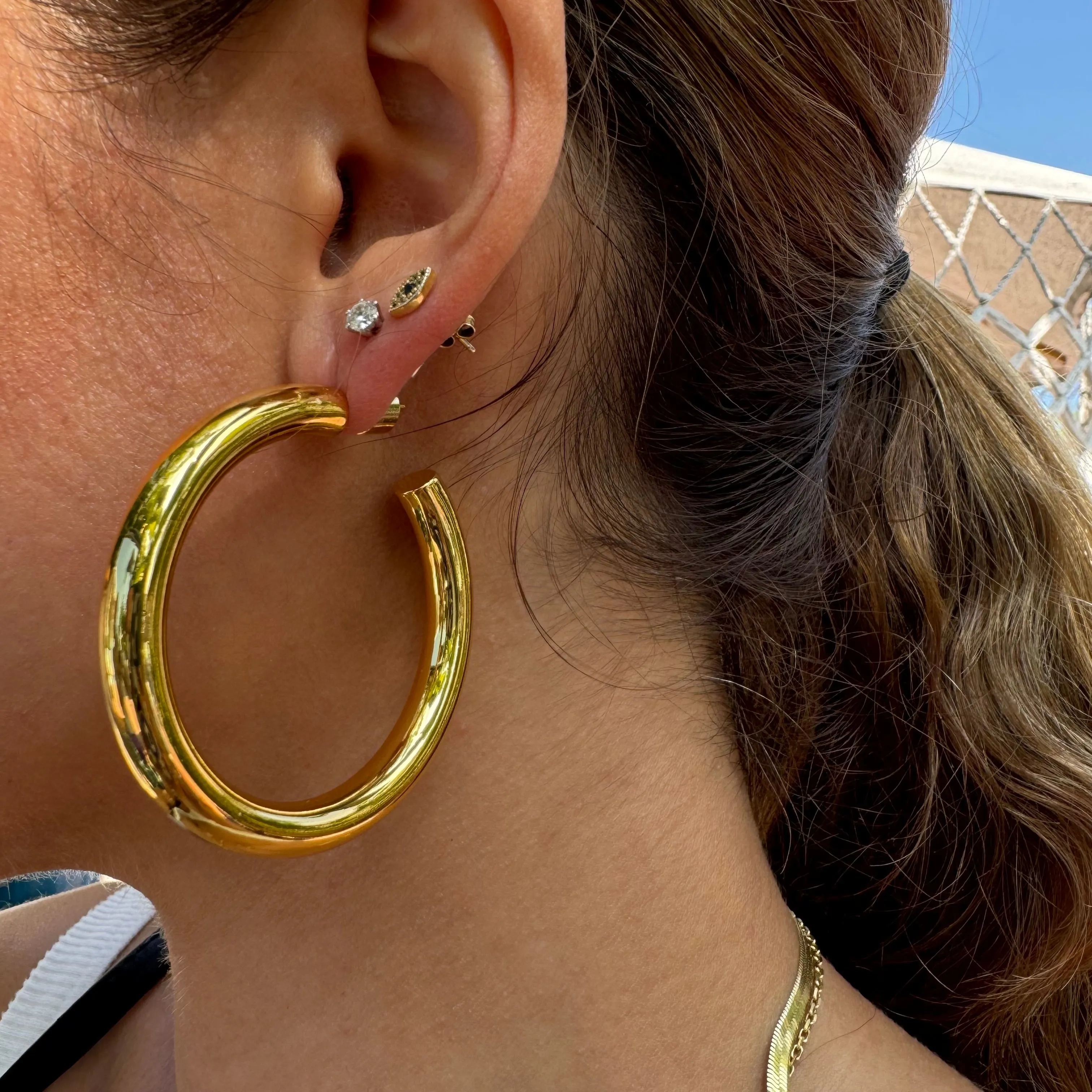 18k gold plated large tube hoops