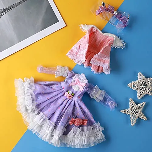 28cm Doll Accessories Set Doll Clothes and Shoes Fit to 1/6 BJD Dress Up Toys for Children Not Include Doll (B, Clothes and Shoes)