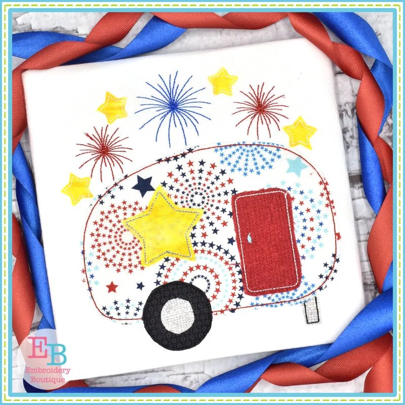4th Of July Camper Applique