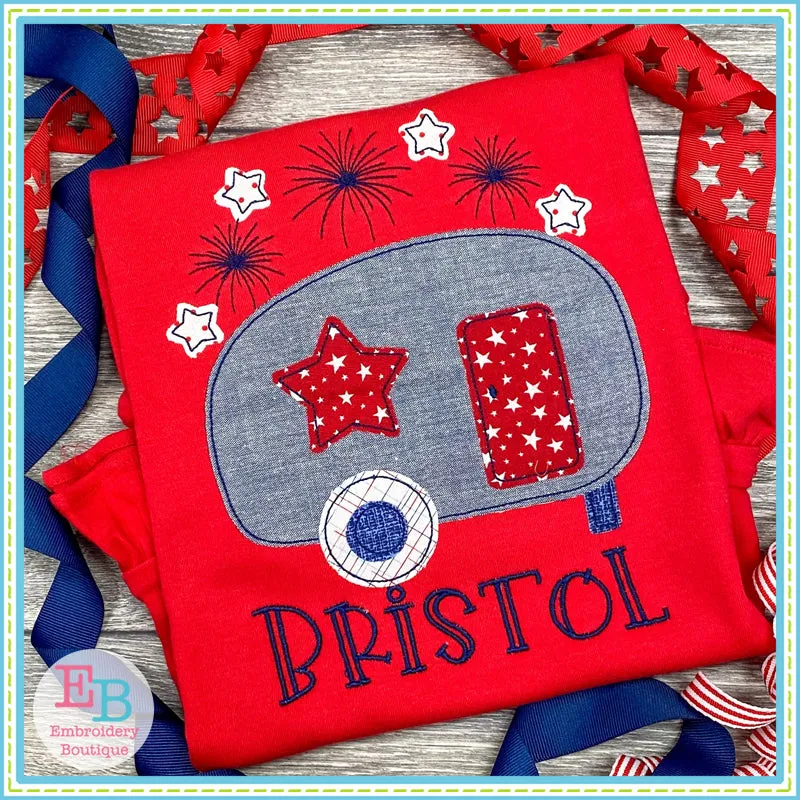 4th Of July Camper Applique