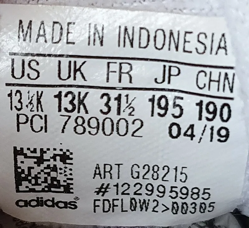 Adidas Continental 80 Low Kids Leather Trainers UK13K/US13.5K/E31.5 G28215 White
