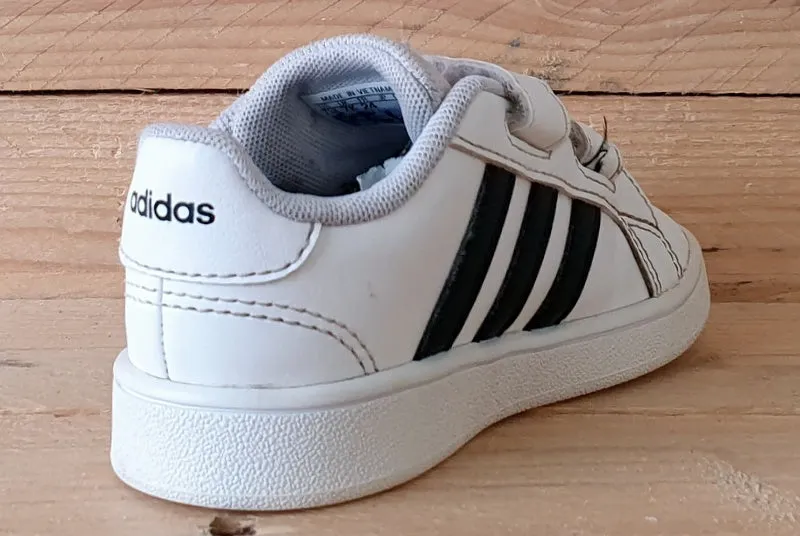 Adidas Grand Court Kids Leather Low Trainers UK7K/US7.5K/EU24 EF0118 Black/White