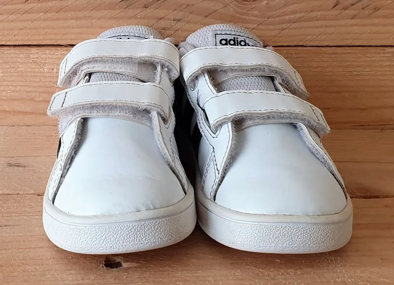 Adidas Grand Court Kids Leather Low Trainers UK7K/US7.5K/EU24 EF0118 Black/White