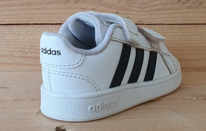 Adidas Grand Court Kids Leather Low Trainers UK7K/US7.5K/EU24 EF0118 Black/White