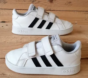 Adidas Grand Court Low Leather Kids Trainers UK8.5K/US9K/EU26 EF0118 White/Black