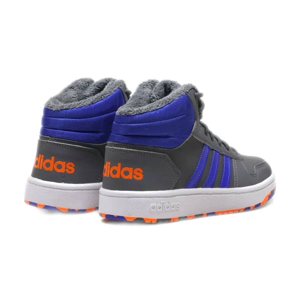 Adidas Hoops Mid Snow Boots Leather Grey Colour For Kids