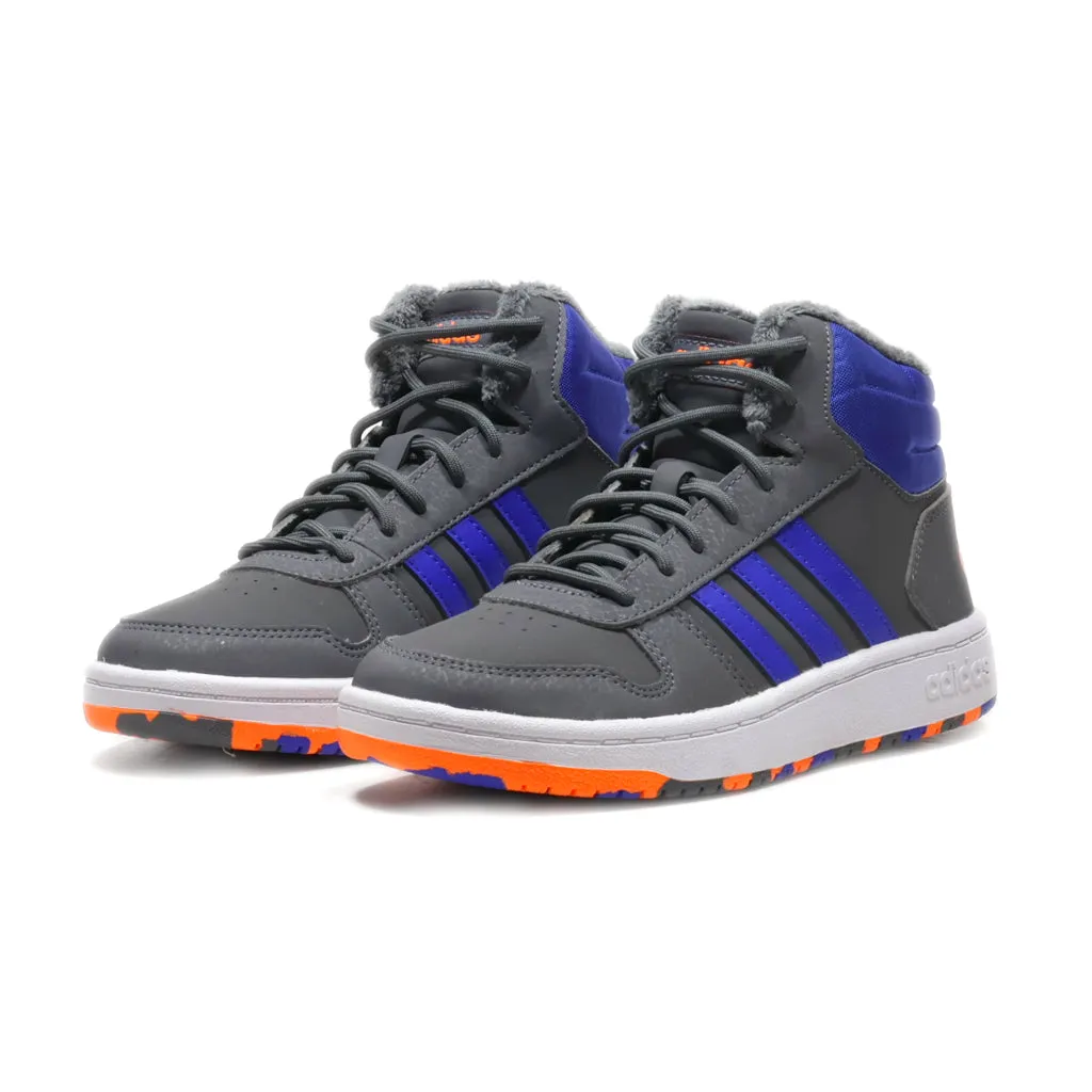 Adidas Hoops Mid Snow Boots Leather Grey Colour For Kids