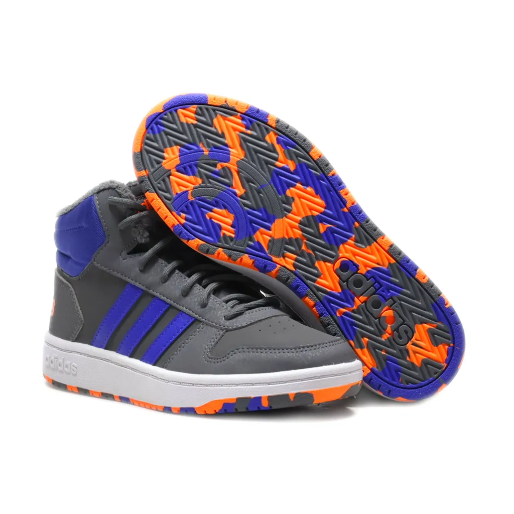 Adidas Hoops Mid Snow Boots Leather Grey Colour For Kids