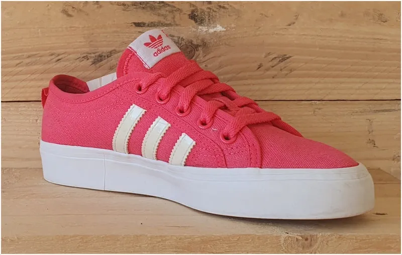 Adidas Original Nizza Low Canvas Trainers UK3.5/US4/E36 AQ1826 Bright Pink/White