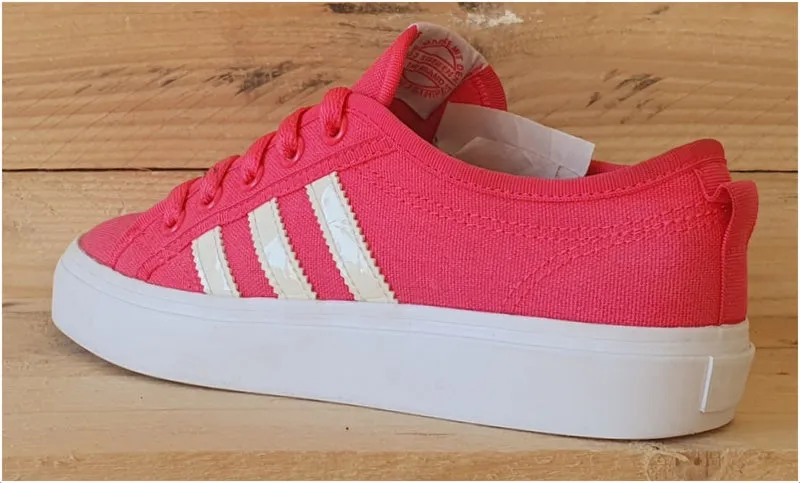 Adidas Original Nizza Low Canvas Trainers UK3.5/US4/E36 AQ1826 Bright Pink/White