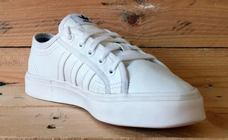 Adidas Original Nizza Low Leather Trainers UK3/US3.5/EU35 BB5574 Triple White