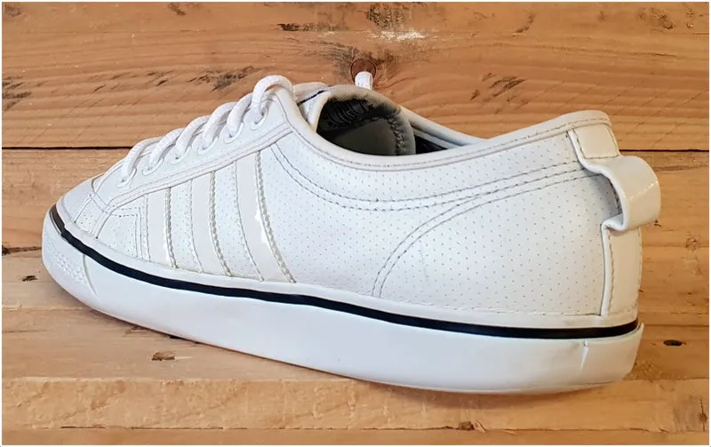 Adidas Original Nizza Low Leather Trainers UK9/US9.5/E43 G42023 Triple White