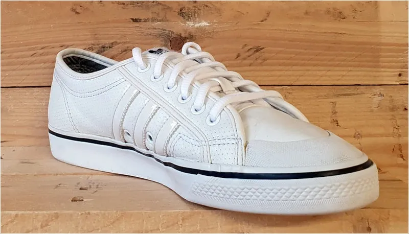 Adidas Original Nizza Low Leather Trainers UK9/US9.5/E43 G42023 Triple White