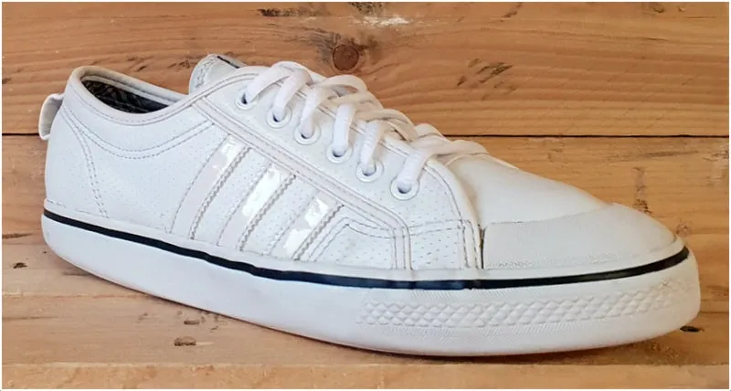 Adidas Original Nizza Low Leather Trainers UK9/US9.5/E43 G42023 Triple White