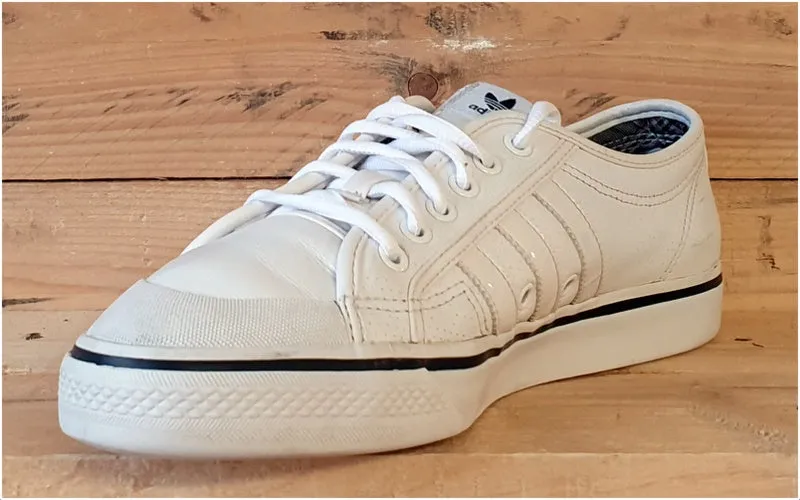 Adidas Original Nizza Low Leather Trainers UK9/US9.5/E43 G42023 Triple White