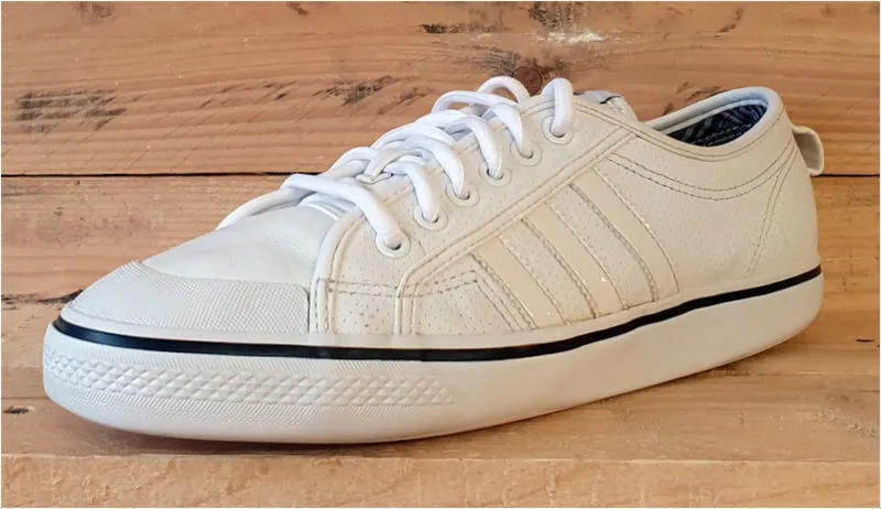 Adidas Original Nizza Low Leather Trainers UK9/US9.5/E43 G42023 Triple White
