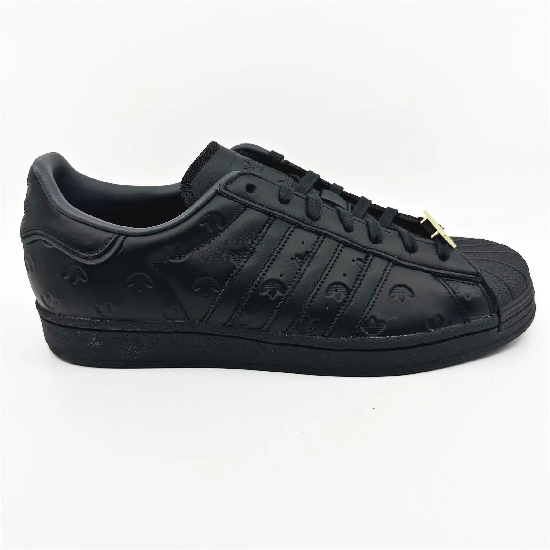 Adidas Superstar Core Black Debossed Carbon Mens Athletic Sneakers