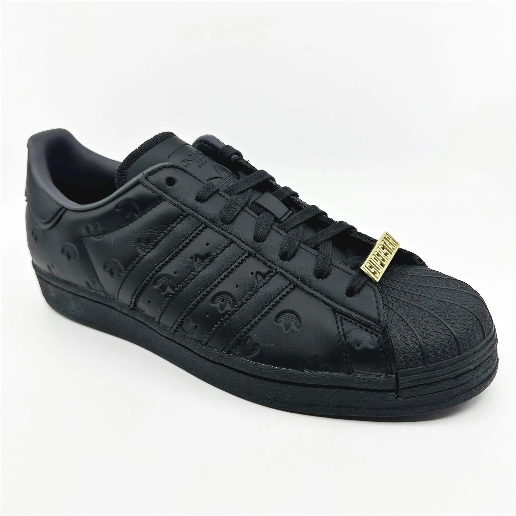 Adidas Superstar Core Black Debossed Carbon Mens Athletic Sneakers