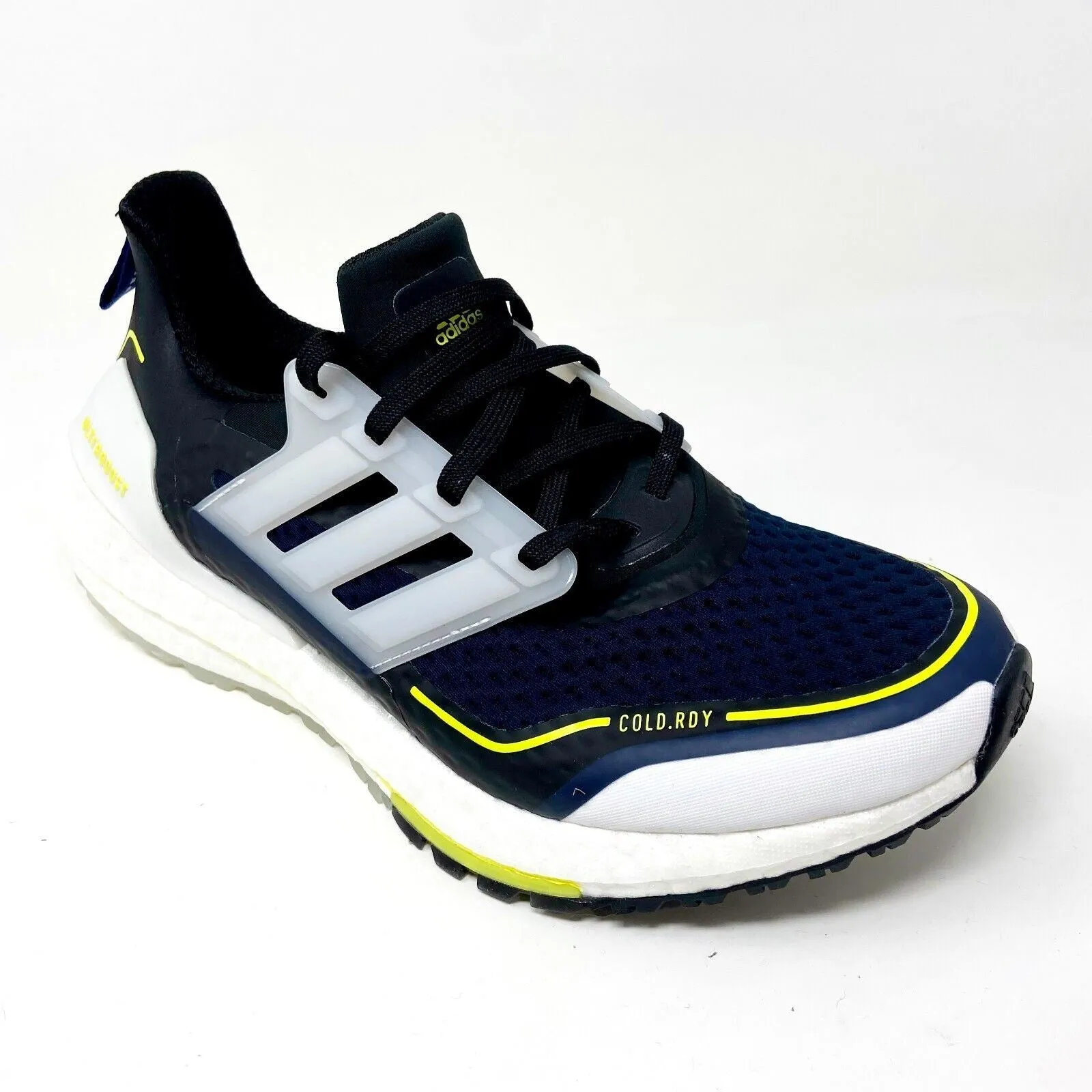 Adidas Ultraboost 21 COLD.RDY Navy Yellow White Mens Running Sneakers S23893