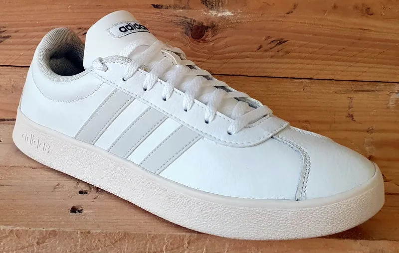 Adidas VL Court 2.0 Low Leather Trainers UK8/US8.5/EU42 EG8329 Triple White