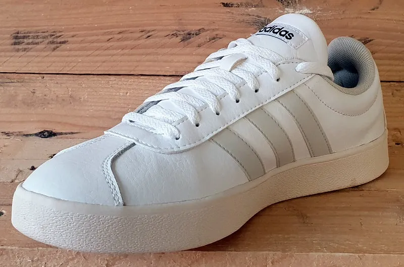 Adidas VL Court 2.0 Low Leather Trainers UK8/US8.5/EU42 EG8329 Triple White