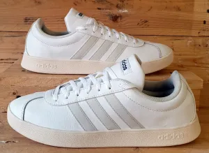 Adidas VL Court 2.0 Low Leather Trainers UK8/US8.5/EU42 EG8329 Triple White