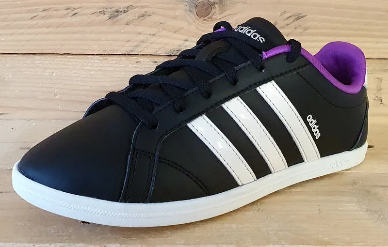 Adidas VS Coneo QT Low Leather Trainers UK4/US5.5/EU36.5 B74551 Black/Purple