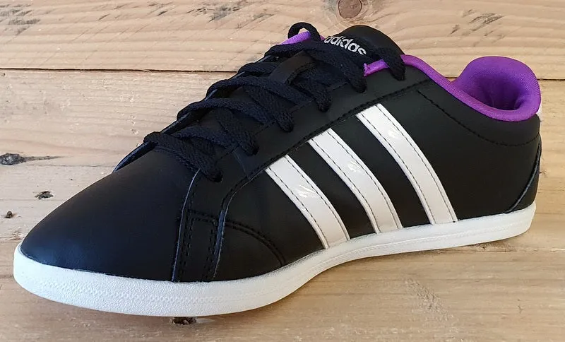 Adidas VS Coneo QT Low Leather Trainers UK4/US5.5/EU36.5 B74551 Black/Purple