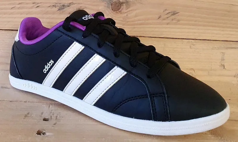 Adidas VS Coneo QT Low Leather Trainers UK4/US5.5/EU36.5 B74551 Black/Purple