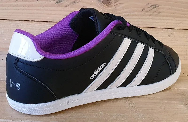 Adidas VS Coneo QT Low Leather Trainers UK4/US5.5/EU36.5 B74551 Black/Purple