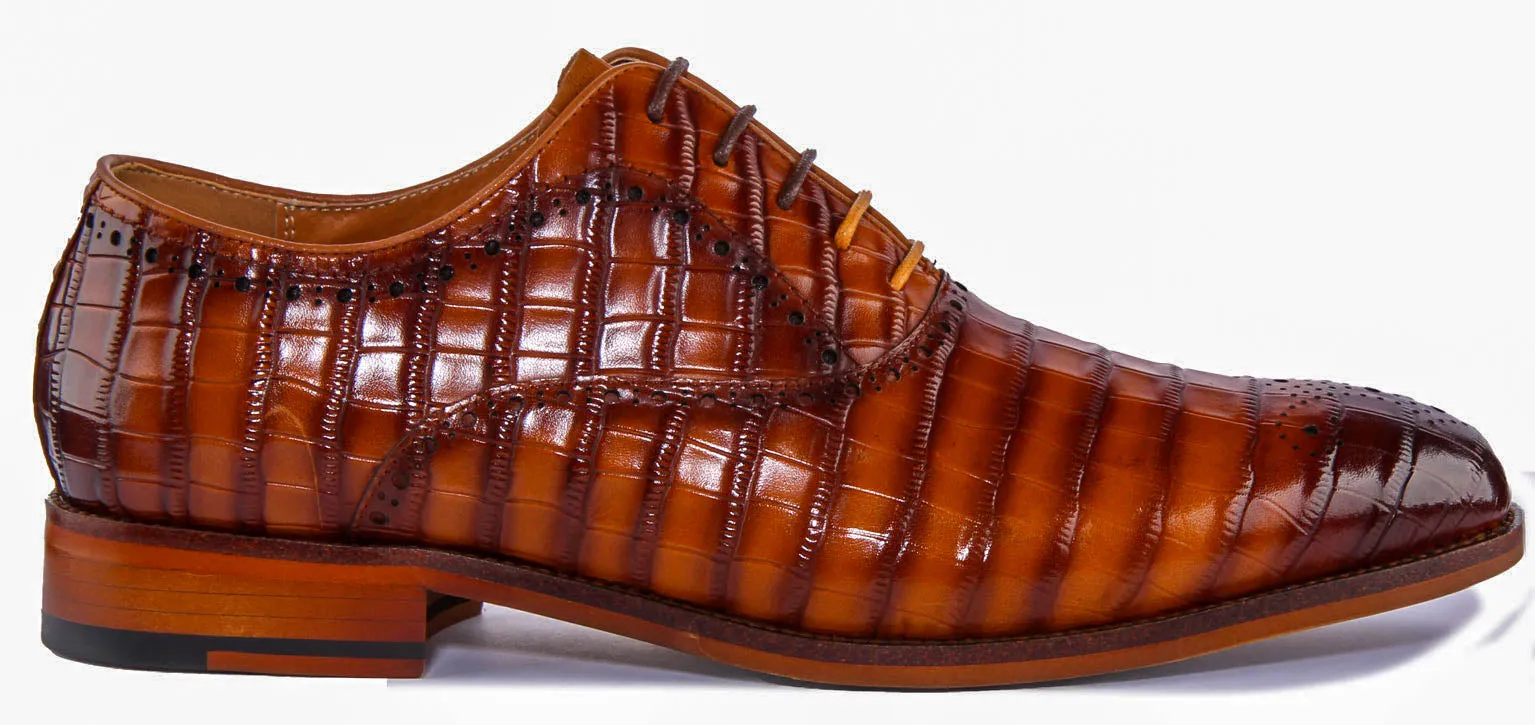 Andre Lace up Croc Print In Tan