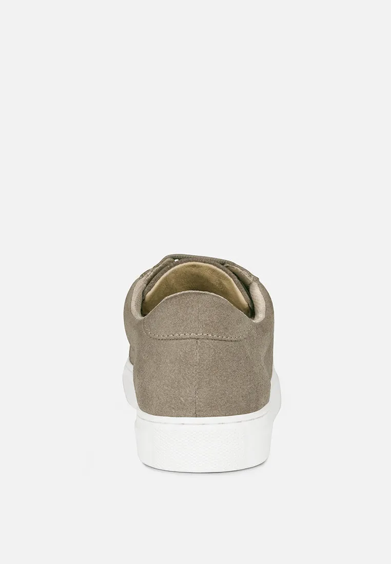 ASHFORD Taupe Fine Suede Handcrafted Sneakers
