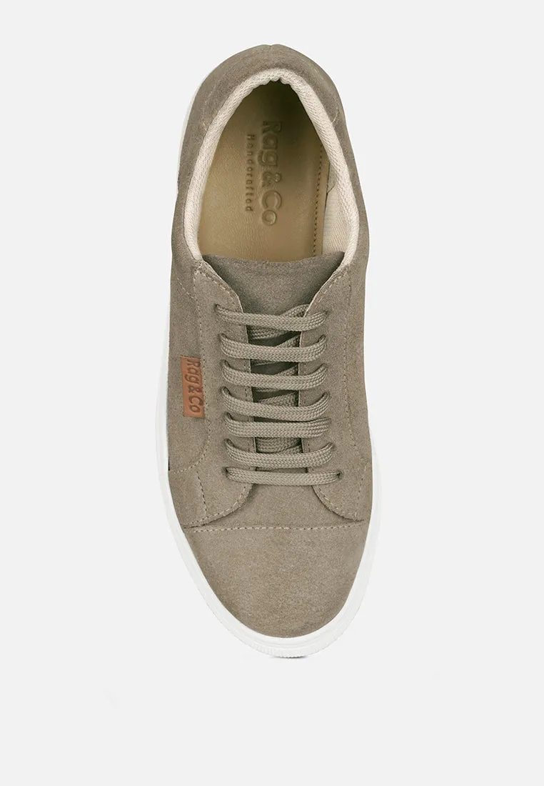 ASHFORD Taupe Fine Suede Handcrafted Sneakers