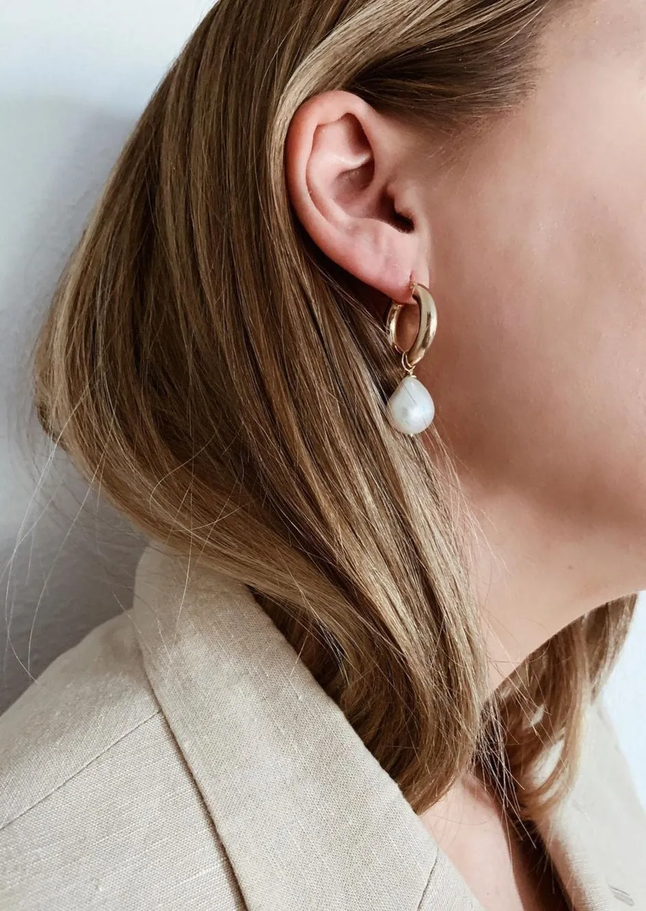 Baroque Pearl Hoop Earrings