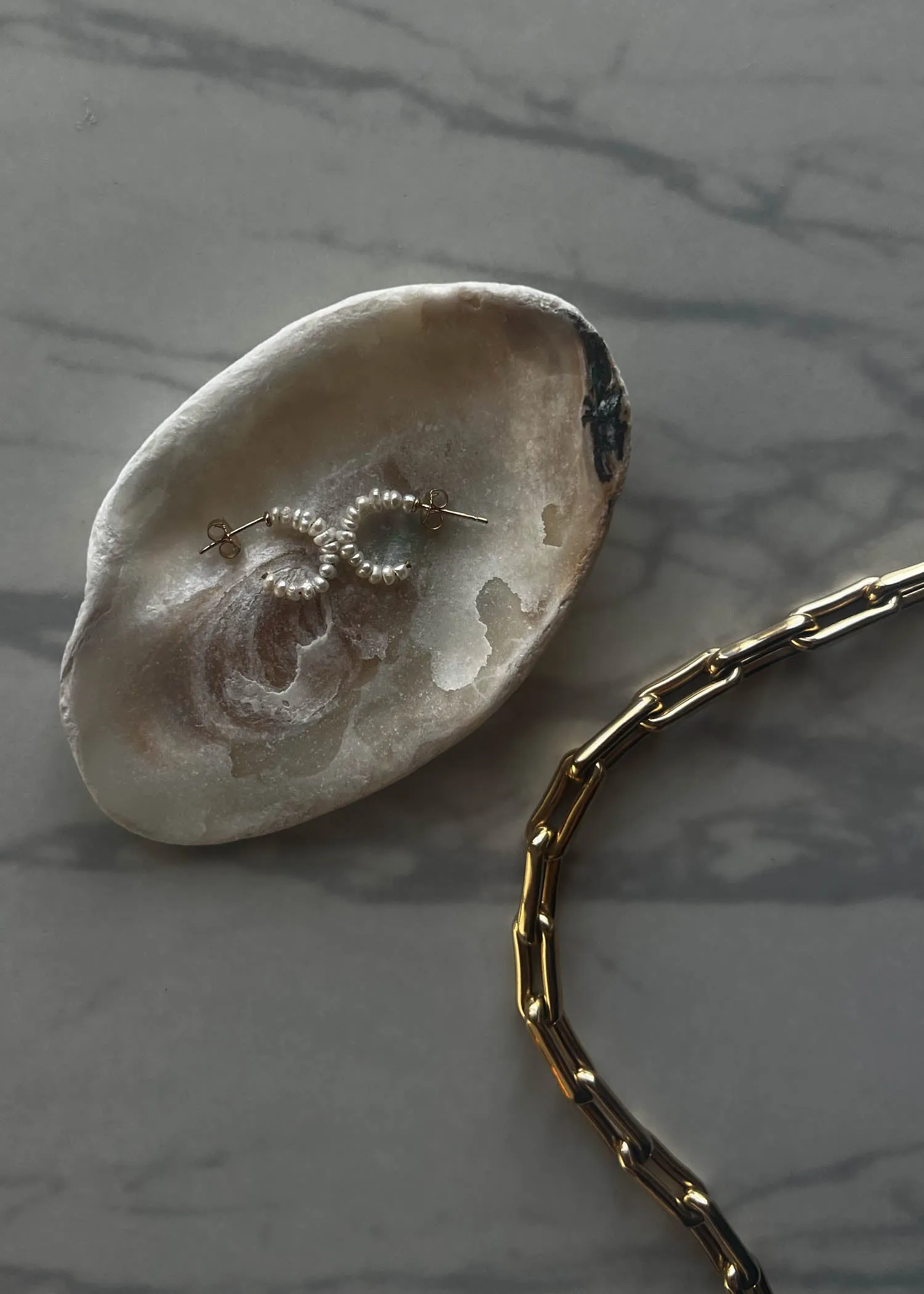 Biwa Pearl Hoop Earrings