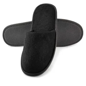 Black Closed Toe Terry Slippers (Case of 100)