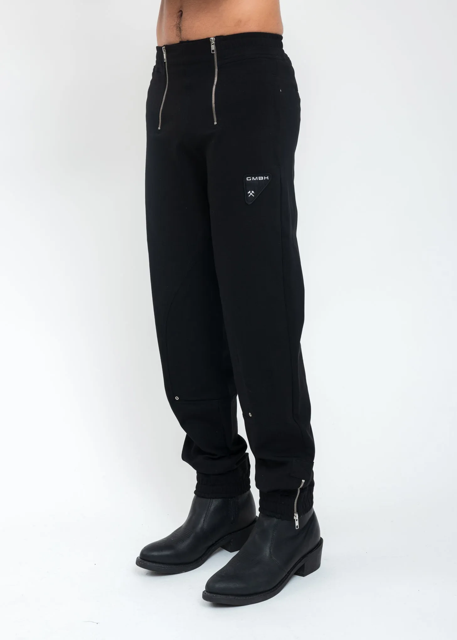 Black Jogging Trousers With Double Zips