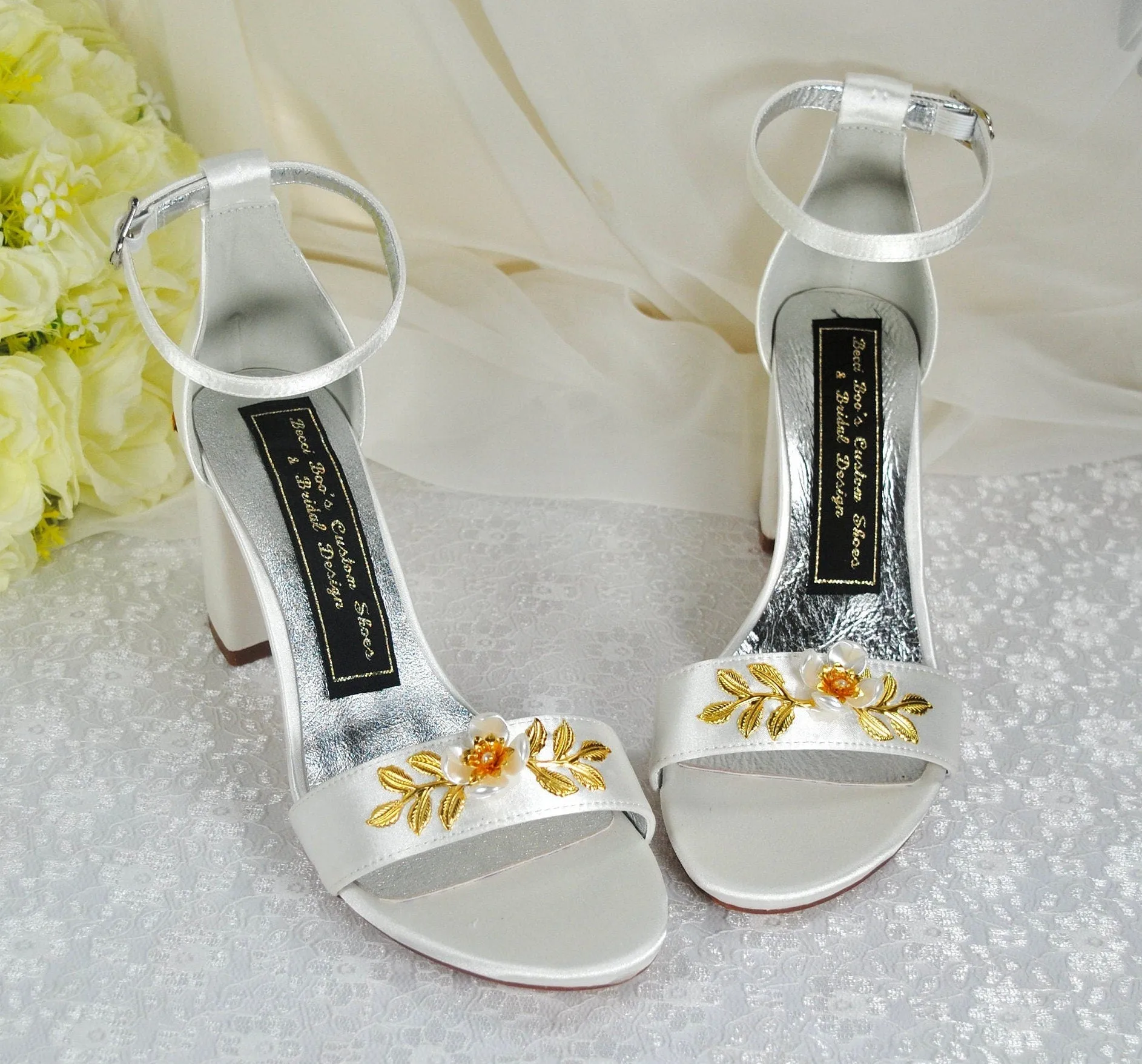 Block Heel with Floral Detail
