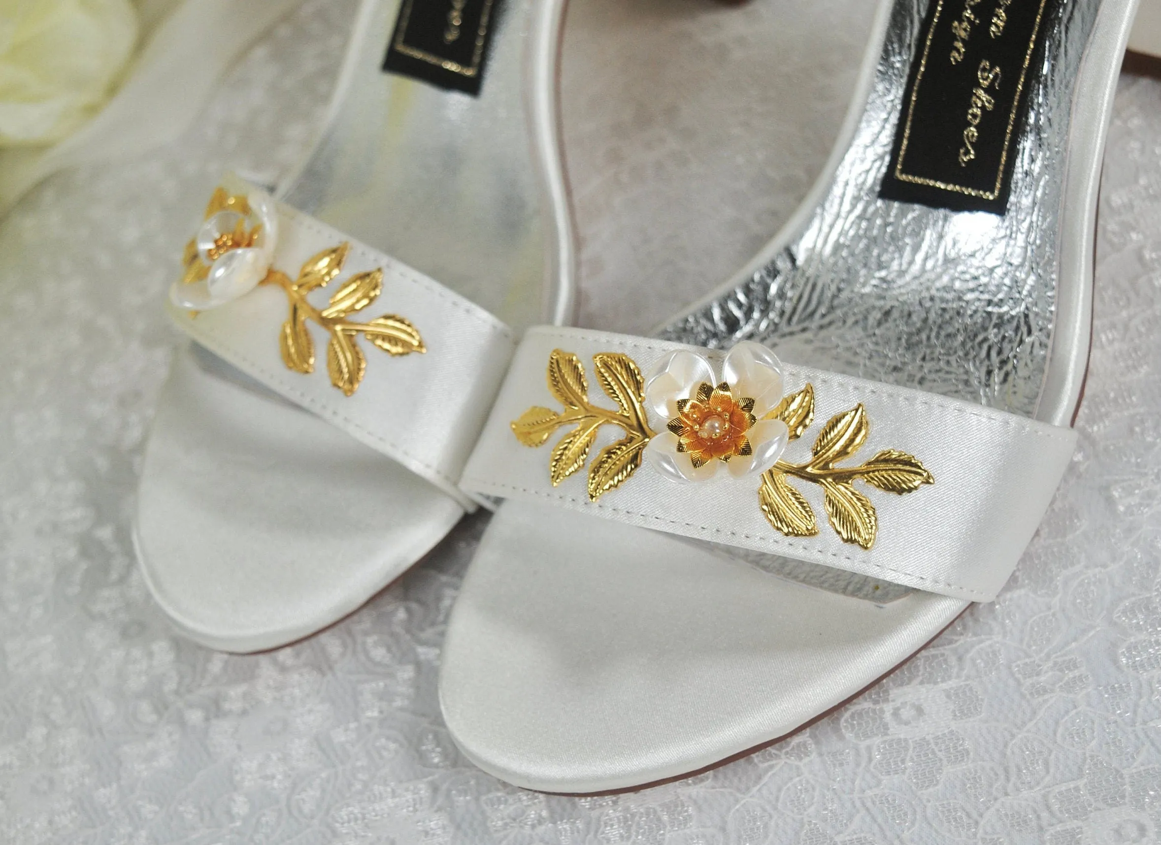 Block Heel with Floral Detail