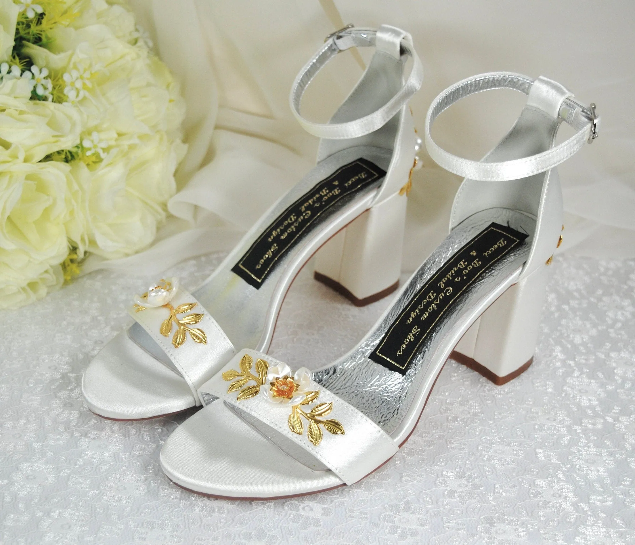Block Heel with Floral Detail