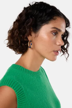 Blue Stripe Hoop Earring