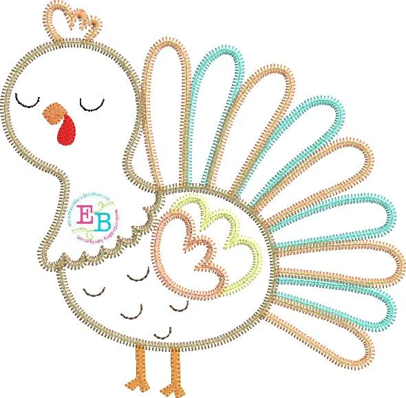 Boy Turkey Zigzag Stitch Applique