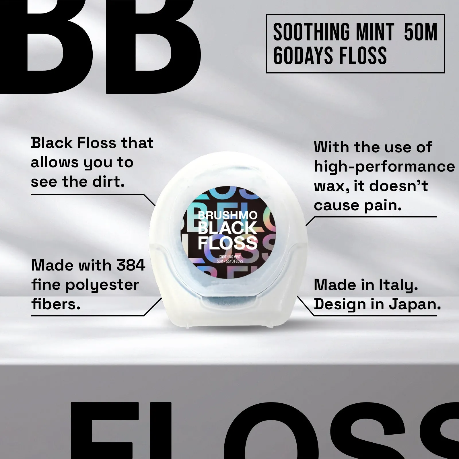 Brushmo Black Floss, Expanding Dental Floss, 165 YD, 3pk