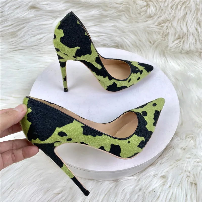 Camouflage Graffiti Pointed-Toe Versatile Stiletto Heels Shoes