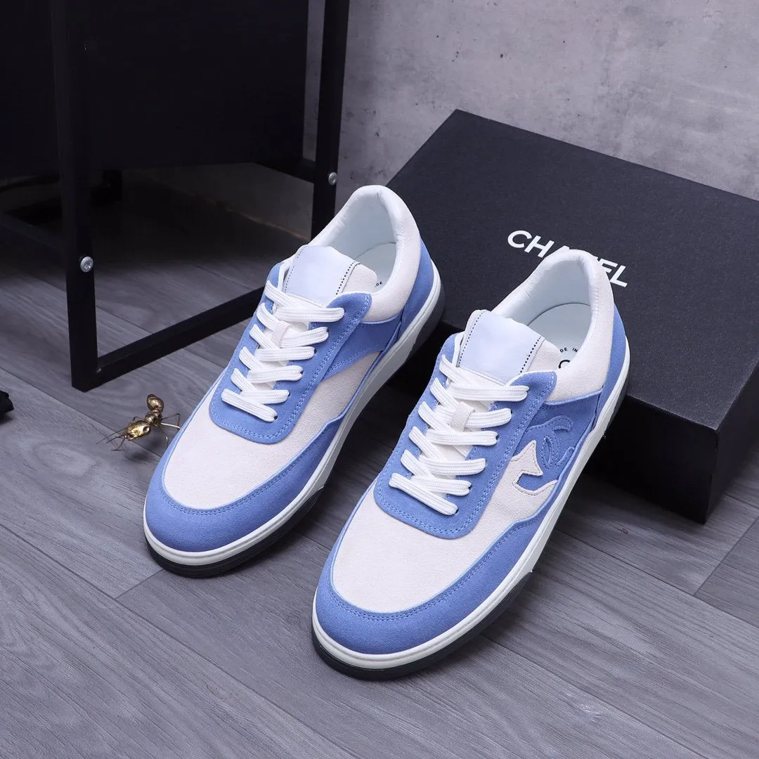 CC BLUE WHITE SUEDE LOW TOP SNEAKERS