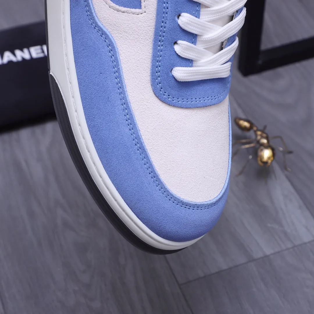 CC BLUE WHITE SUEDE LOW TOP SNEAKERS