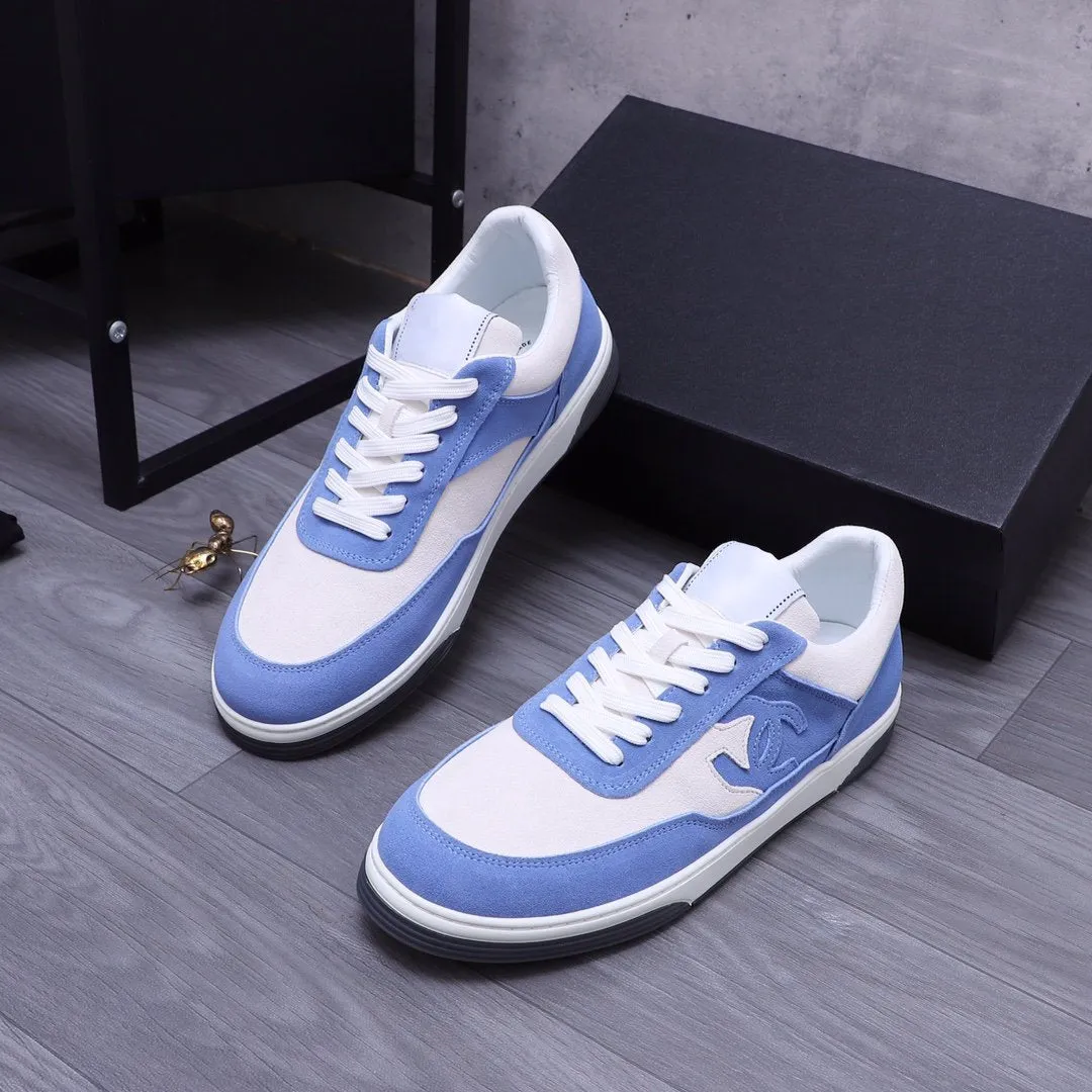CC BLUE WHITE SUEDE LOW TOP SNEAKERS